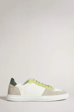 Ted Baker Lime Green Brent Retro Cupsole Leather Sneakers
