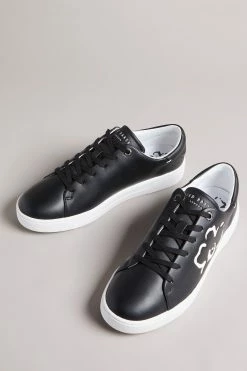 Ted Baker Black Magnolia Flower Placement Cupsole Trainers -tedbaker Shop Online unnamed file 3505