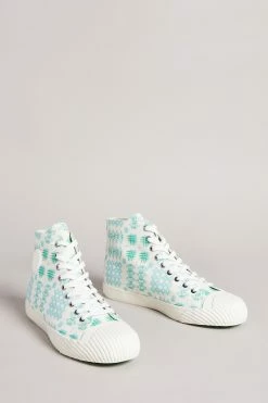 Ted Baker Rranip White Printed Canvas High-Top Sneakers -tedbaker Shop Online unnamed file 3684