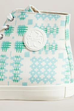 Ted Baker Rranip White Printed Canvas High-Top Sneakers -tedbaker Shop Online unnamed file 3685