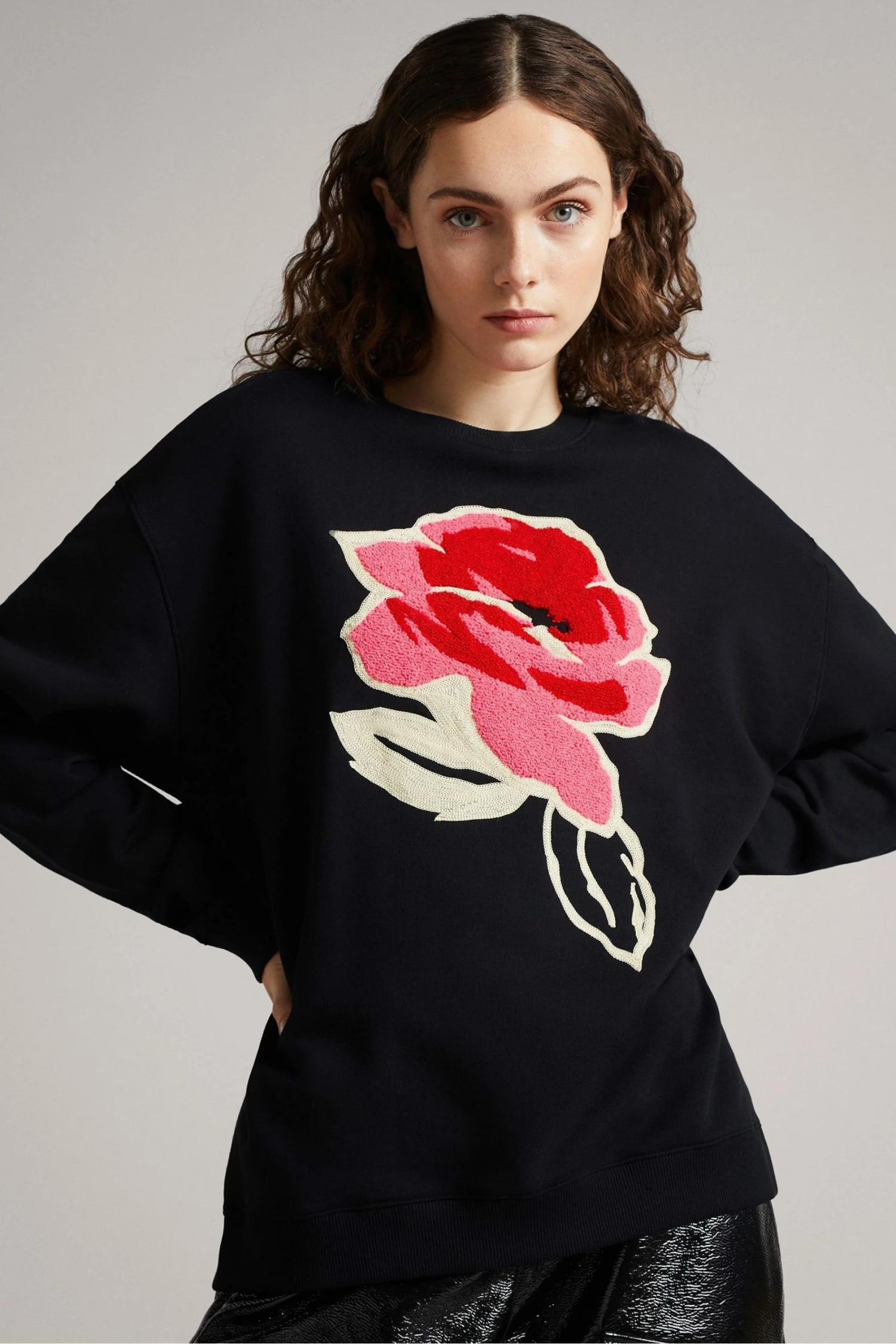 Ted Baker Floesa Black Flower Sweatshirt 4 Ted Baker Floesa Black Flower Sweatshirt - Image 2