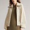 Ted Baker Natural Jordiyn Zip Front High Neck Knitted Sweater