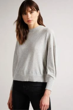 Ted Baker Dk-Grey Nicci Sleeve Detailed Sweater -tedbaker Shop Online unnamed file 3750