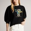 Ted Baker Falici Black Large Sleeve Sweatshirt With T Graphic