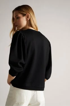 Ted Baker Falici Black Large Sleeve Sweatshirt With T Graphic -tedbaker Shop Online unnamed file 3752