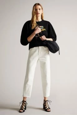 Ted Baker Falici Black Large Sleeve Sweatshirt With T Graphic -tedbaker Shop Online unnamed file 3753