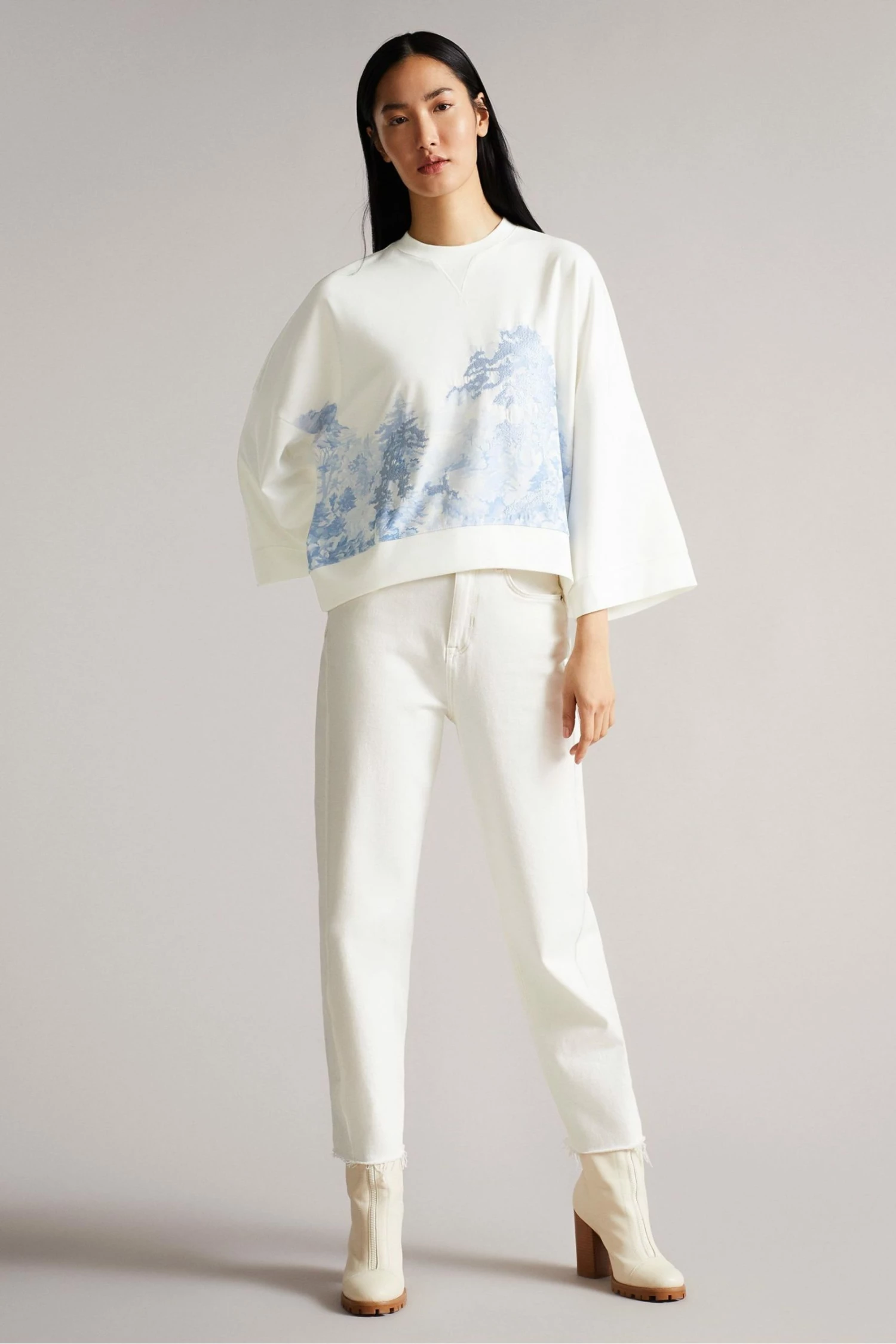Ted Baker Saina White Cropped Sweatshirt 4 Ted Baker Saina White Cropped Sweatshirt - Image 2