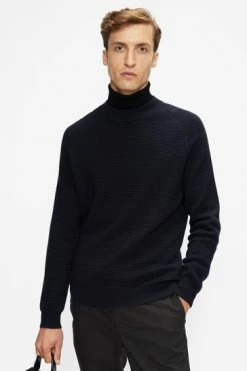 Ted Baker Blue Hansan Textured Crew Neck Sweater -tedbaker Shop Online unnamed file 3775