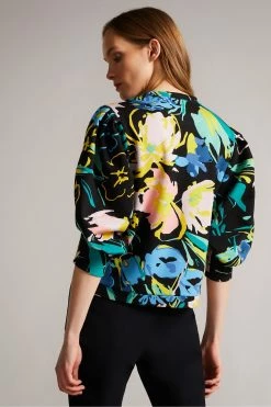 Ted Baker Ragnila Black Large Sleeve Sweat Top -tedbaker Shop Online unnamed file 3783