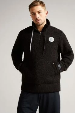 Ted Baker Redmond Black Active Textured Jersey Half Zip Top -tedbaker Shop Online unnamed file 3812