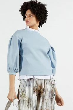 Ted Baker Blue Irissa Puff Sleeve Sweater
