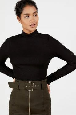 Ted Baker Black Stormix Long Sleeve Rib Top -tedbaker Shop Online unnamed file 3883