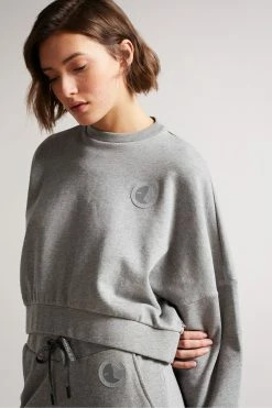 Ted Baker Ttracie Grey Cropped Jersey Sweatshirt -tedbaker Shop Online unnamed file 3937
