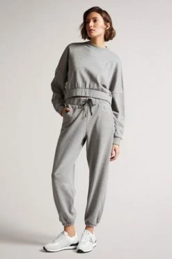 Ted Baker Ttracie Grey Cropped Jersey Sweatshirt -tedbaker Shop Online unnamed file 3941