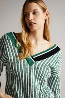 Ted Baker Edora Mid Green V-Neck Stitch Detailed Sweater 10 Ted Baker Edora Mid Green V-Neck Stitch Detailed Sweater -tedbaker Shop Online unnamed file 3944