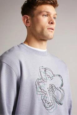 Ted Baker Mens Purple Carick Long Sleeved Embroidered Flower Sweatshirt -tedbaker Shop Online unnamed file 3968