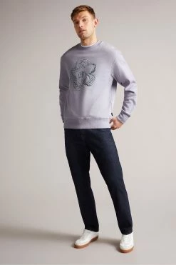 Ted Baker Mens Purple Carick Long Sleeved Embroidered Flower Sweatshirt -tedbaker Shop Online unnamed file 3969