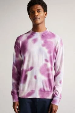 Ted Baker Mens Purple Wardour Spray Dyed Crew Neck Sweatshirt -tedbaker Shop Online unnamed file 3982