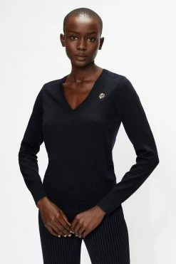 Ted Baker Blue Abiygal Merino Edit V-Neck Sweat Top