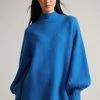Ted Baker Rruuby Oversized Blue Funnel Neck Sweater