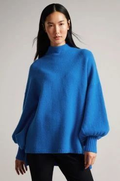 Ted Baker Rruuby Oversized Blue Funnel Neck Sweater -tedbaker Shop Online unnamed file 3994