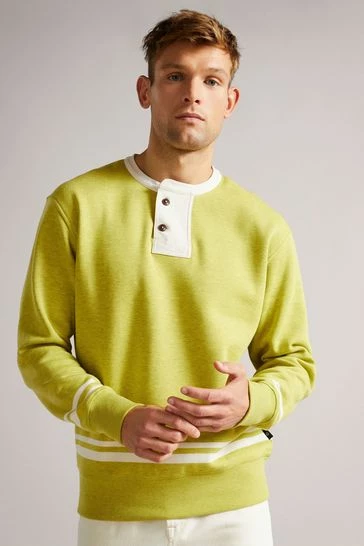 Ted Baker Lime Green Cultra Long Sleeve Henley Sweatshirt 7 Ted Baker Lime Green Cultra Long Sleeve Henley Sweatshirt - Image 6
