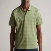 Ted Baker Green Irby Short Sleeve Textured Stripe Polo Shirt