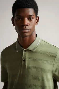 Ted Baker Green Irby Short Sleeve Textured Stripe Polo Shirt -tedbaker Shop Online unnamed file 4040