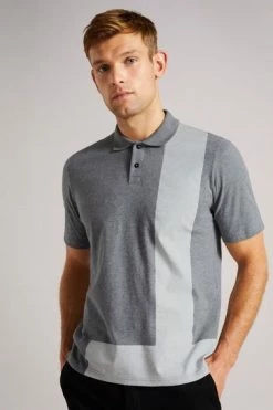 Ted Baker Grey Marl Chiping Short Sleeve 'T' Print Polo Shirt -tedbaker Shop Online unnamed file 4055