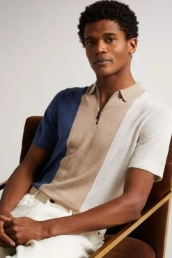 Ted Baker Cream Vertical Striped Merino Wool Polo Shirt -tedbaker Shop Online unnamed file 4065