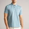Ted Baker Men's Blue Kimbell Short Sleeve Striped Polo Shirt