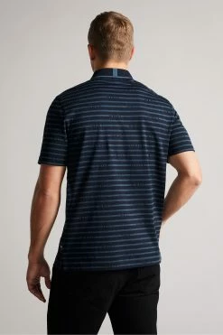 Ted Baker Navy Blue Tildarg Short Sleeve Logo Striped Polo Shirt -tedbaker Shop Online unnamed file 4083