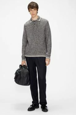 Ted Baker Blue Tames Long Sleeve Mouline Polo Shirt -tedbaker Shop Online unnamed file 4107