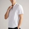 Ted Baker Mens White Buer Short Sleeve Textured Zip Polo Shirt