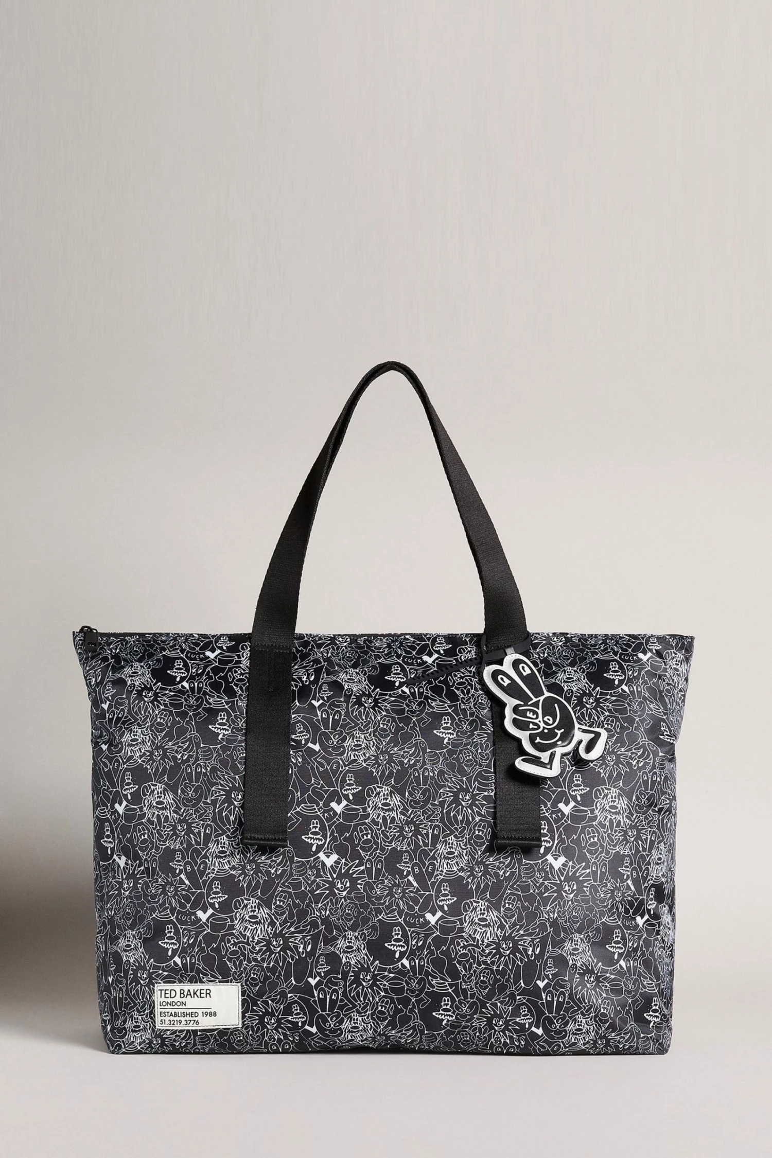 Ted Baker Medith Black Scribble Printed Nylon Tote Bag 3 Ted Baker Medith Black Scribble Printed Nylon Tote Bag