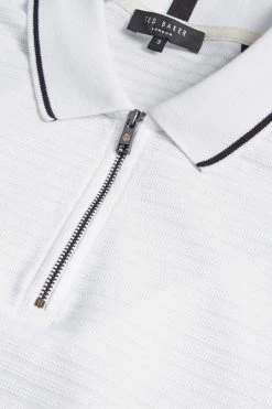 Ted Baker Mens White Buer Short Sleeve Textured Zip Polo Shirt -tedbaker Shop Online unnamed file 4110