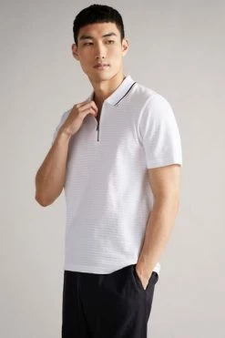 Ted Baker Mens White Buer Short Sleeve Textured Zip Polo Shirt -tedbaker Shop Online unnamed file 4112