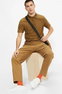 Ted Baker Brown Strict Short Sleeve Waffle Textured Polo Shirt -tedbaker Shop Online unnamed file 4116
