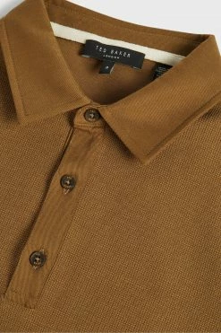 Ted Baker Brown Strict Short Sleeve Waffle Textured Polo Shirt -tedbaker Shop Online unnamed file 4118