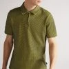 Ted Baker Green Backley Short Sleeve Textured Zip Polo Shirt