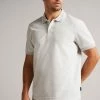 Ted Baker Ellerby Grey Marl Short Sleeve Striped Polo Shirt