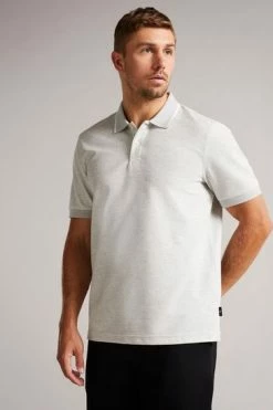 Ted Baker Ellerby Grey Marl Short Sleeve Striped Polo Shirt -tedbaker Shop Online unnamed file 4139