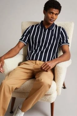 Ted Baker Kimbell Navy Blue Short Sleeve Striped Polo Shirt -tedbaker Shop Online unnamed file 4157