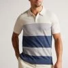 Ted Baker Cove Ecru White Multi Striped Merino Polo Shirt