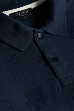 Ted Baker Tyssen Navy Blue Short Sleeve Flower Jacquard Polo Shirt -tedbaker Shop Online unnamed file 4180