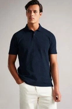 Ted Baker Tyssen Navy Blue Short Sleeve Flower Jacquard Polo Shirt -tedbaker Shop Online unnamed file 4181