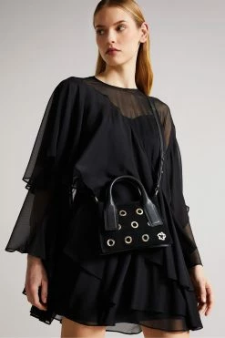 Ted Baker Mayzii Black Eyelet Detail Mini Grab Tote Bag -tedbaker Shop Online unnamed file 420