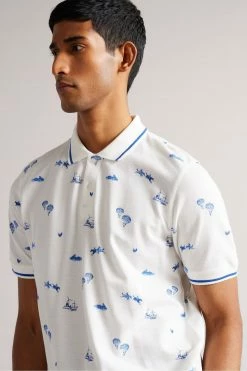Ted Baker Narford White Printed Polo Shirt -tedbaker Shop Online unnamed file 4210