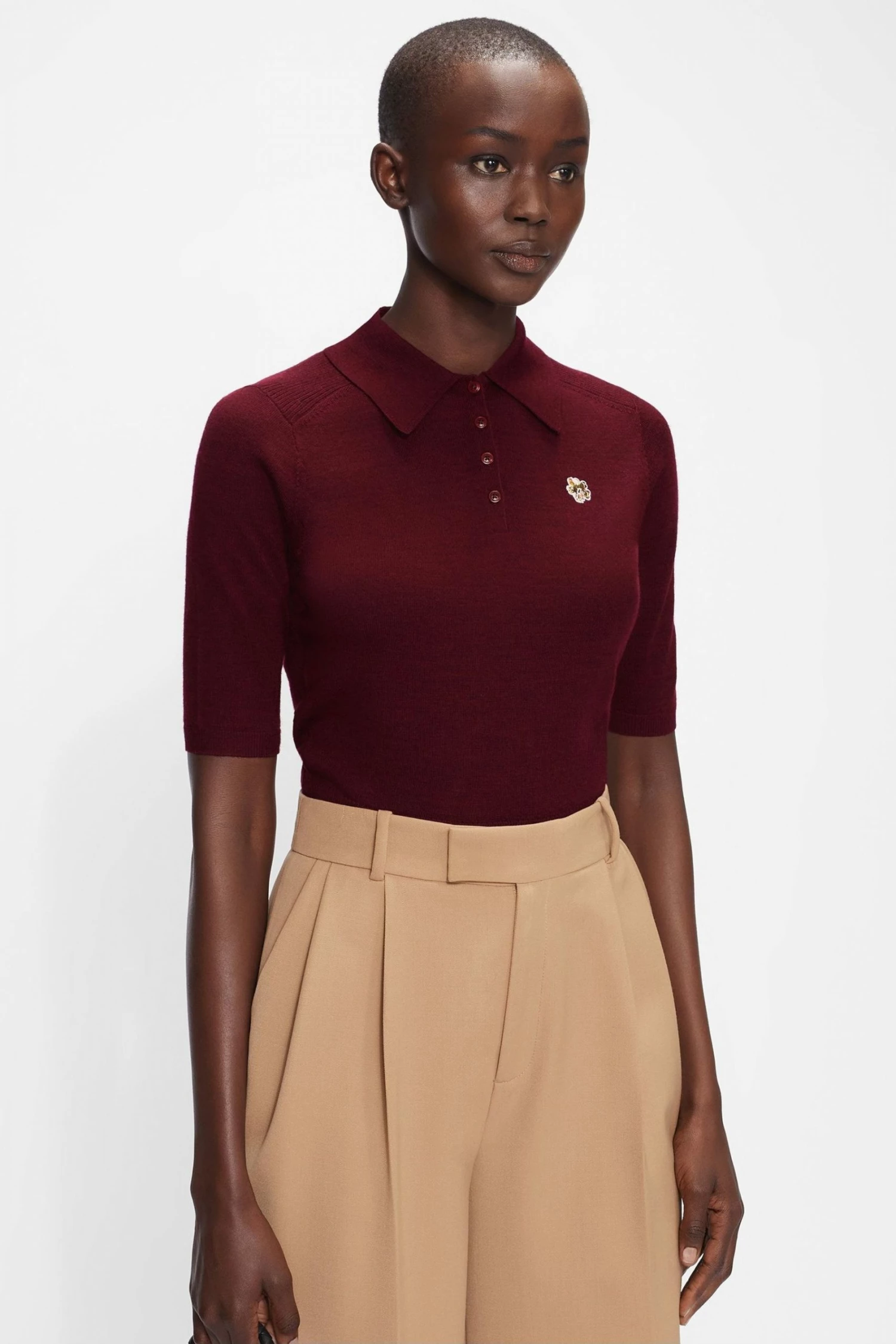Ted Baker Womens Maroon Ameliya Merino Edit Polo Shirt 3 Ted Baker Womens Maroon Ameliya Merino Edit Polo Shirt