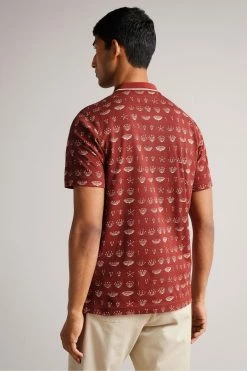 Ted Baker Colves Orange Short Sleeve Printed Polo Shirt -tedbaker Shop Online unnamed file 4272